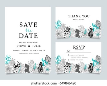 wedding invitation card  with flower Templates.