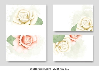 wedding invitation card with flower  watercolor