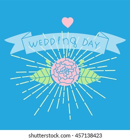 Wedding invitation card with  flowers.