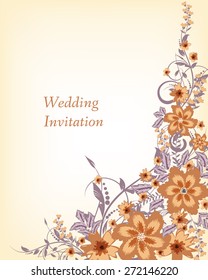 Wedding invitation card. Flowers abstract colorful background. Romantic Flower Background with place for your text.