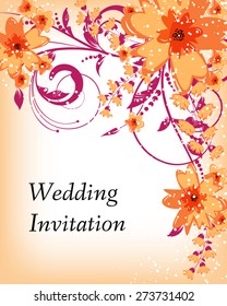 Wedding invitation card. Flowers abstract colorful background. Romantic Flower Background with place for your text.