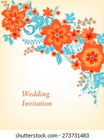 Wedding invitation card. Flowers abstract colorful background. Romantic Flower Background with place for your text.