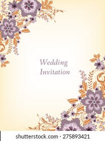Wedding invitation card. Flowers abstract colorful background. Romantic Flower Background with place for your text.