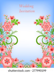 Wedding invitation card. Flowers abstract colorful background. Romantic Flower Background with place for your text.