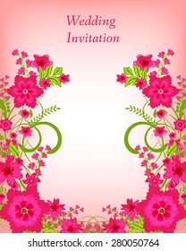 Wedding invitation card. Flowers abstract colorful background. Romantic Flower Background with place for your text.