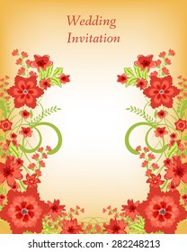 Wedding invitation card. Flowers abstract colorful background. Romantic Flower Background with place for your text.
