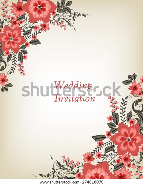Wedding Invitation Card Flowers Abstract Colorful Stock Vector (Royalty ...
