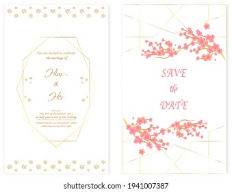 Wedding Invitation Card with flowers elements are isolated and editable.