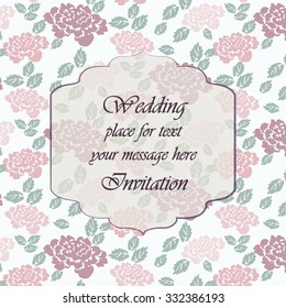 Wedding invitation card with flowers. Vector