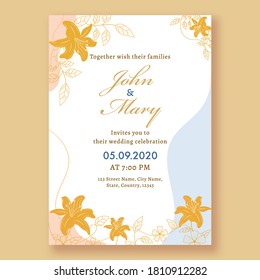 Wedding Invitation Card Or Flyer Design With Venue Details.