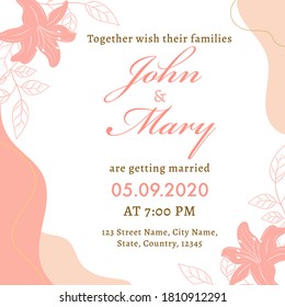 Wedding Invitation Card Or Flyer Design With Venue Details.