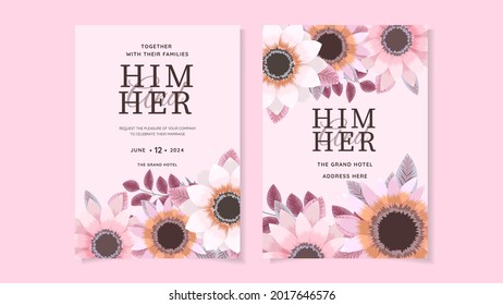 Einladungskartenset für Hochzeiten, Skizzierte Blumen, Blätter, Äste, Blattwerk, Kranz, Blumen, Kräutergarten. Speichern Sie das Datum, RSVP und danke Ihnen Karten, Cover-Design-Gruß