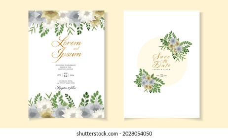 Wedding invitation card frame set, Sketched flowers, leaves, branches, foliage, wreath, floral, herbs garland. Save the date, RSVP and thank you cards, cover design greeting