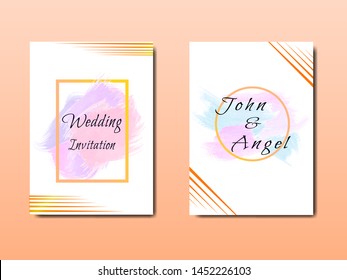 Wedding Invitation Card Frame Watercolor Brush