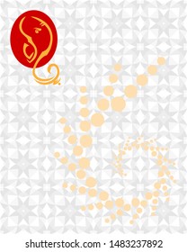 Wedding Invitation Card Ganesha White Grey Gray Vector Art Illustration