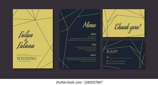 wedding invitation card with geometric elegant beauty simple luxury frame outline monochrome background mockup template vintage retro poster flyer vector illustration