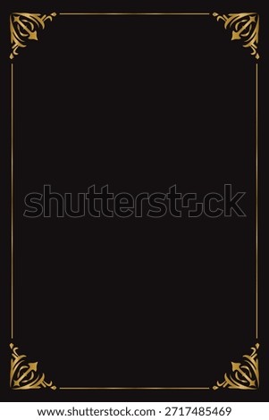 Wedding invitation card and graduation certificate retro gold border element vector