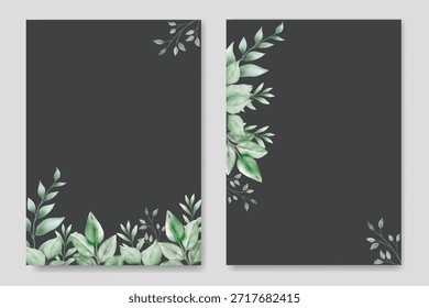 Tarjeta de invitación de Boda con acuarela de hoja verde