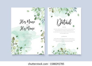 wedding invitation card in green leaves