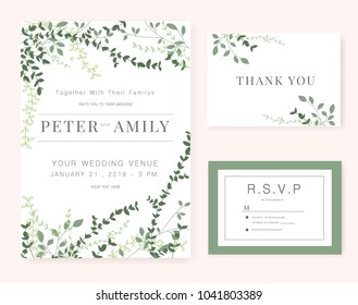 wedding invitation card green set