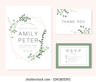wedding invitation card green set