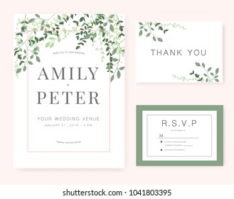 wedding invitation card green set