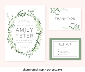 wedding invitation card green set