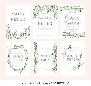 wedding invitation card green set