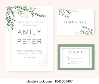 wedding invitation card green set