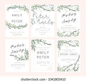 wedding invitation card green set