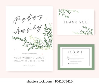 Wedding Invitation Card Green Set