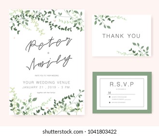wedding invitation card green set