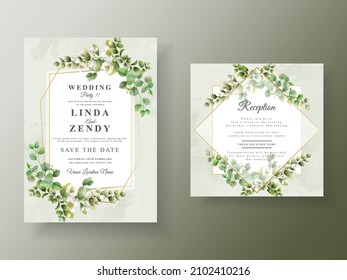 Wedding invitation card greenery eucalyptus