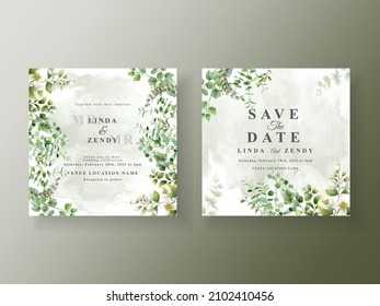 Wedding invitation card greenery eucalyptus