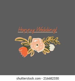 Wedding invitation card Happy wedding on gray