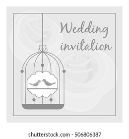 Wedding invitation card icon. Gray monochrome illustration of wedding invitation card vector icon for web