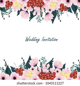 Wedding invitation card isolated on white background. For web site,poster,invite card,template and banner. Useful for greeting card.Trendy creative art concept,vector illustration eps 10