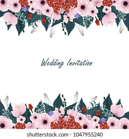 Wedding invitation card isolated on white background. For web site,poster,invite card,template and banner. Useful for greeting card.Trendy creative art concept,vector illustration eps 10