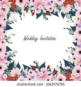 Wedding invitation card isolated on white background. For web site,poster,invite and ceremony cards,template and banner. Useful for greeting card.Trendy creative art concept,vector illustration eps 10