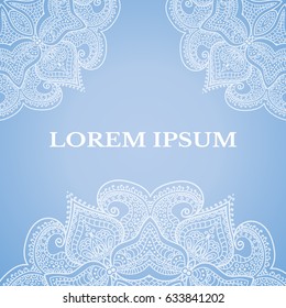 Wedding invitation card with lace background. Hand drawn background. Vector illustration.