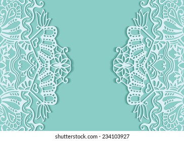 Wedding invitation card with lace pattern, greeting card design, beautiful luxury postcard, ornate page cover, vector abstract background