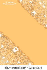 Wedding invitation card with lace pattern, greeting card design, beautiful luxury postcard, ornate page cover, vector abstract background