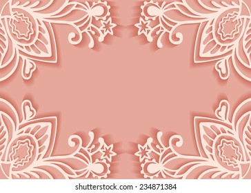 Wedding invitation card with lace pattern, greeting card design, beautiful luxury postcard, ornate page cover, vector abstract background