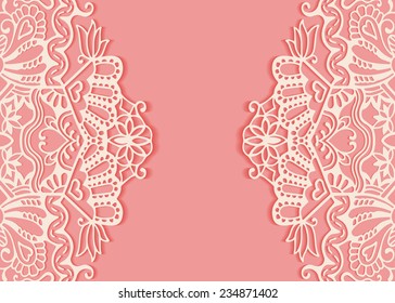 Wedding invitation card with lace pattern, greeting card design, beautiful luxury postcard, ornate page cover, vector abstract background