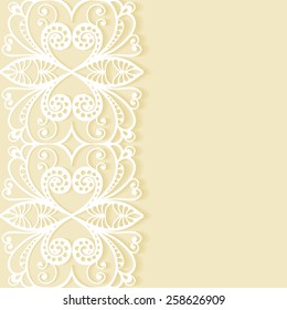 Wedding invitation card with lace pattern, greeting card design, beautiful luxury postcard, ornate brochure page cover, vector abstract geometric background