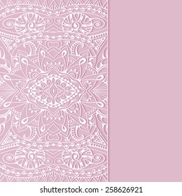 Wedding invitation card with lace pattern, greeting card design, beautiful luxury postcard, ornate brochure page cover, vector abstract geometric background