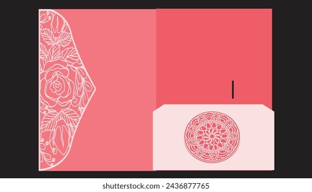 Wedding invitation card layer sweet pink illustration.