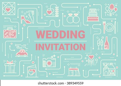 Wedding invitation card layout template illustration background in retro/vintage style