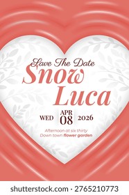Wedding invitation card with love theme and floral plant background romantic elegant design template for celebration event print ready editable decorative premium layout design