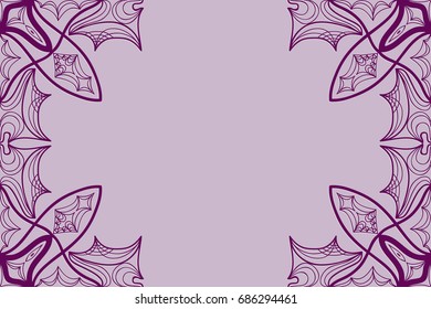 Wedding invitation card with mandala background. purple color, fashion design